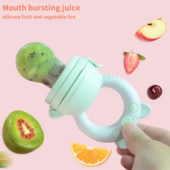 Mordida de bebê de silicone brinquedo engraçado frutas e vegetais suplemento alimentar mamilo de silicone